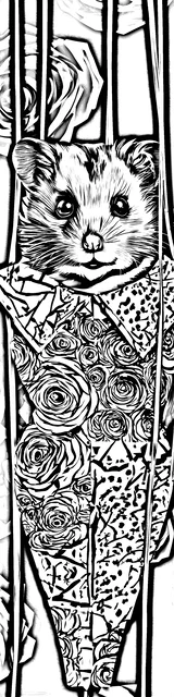 Free colorable bookmarks of a hamster in haute couture